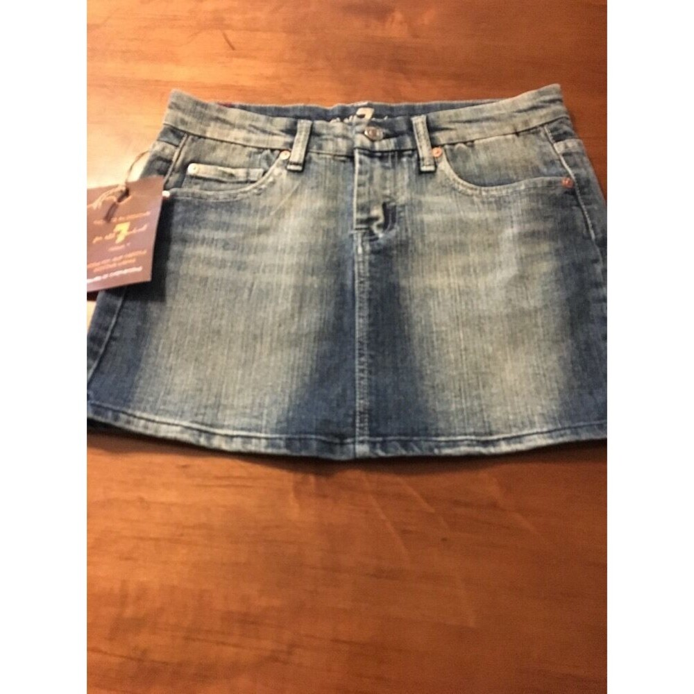 7 For All Mankind Women's Skirt A Pocket Jeweled Mini Skirt Size 27 NWT $178 - Picture 2 of 10